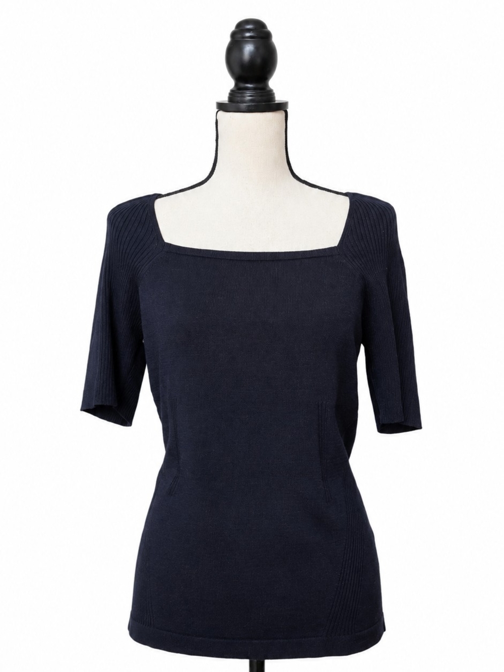 Per Se Black Short Sleeve Knit Tee - Picture 2 of 4